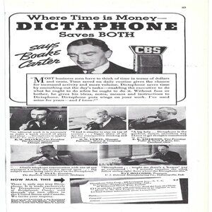 1938 Dictaphone Where Time is Money Saves Both Telephone Sales Vintage Print Ad